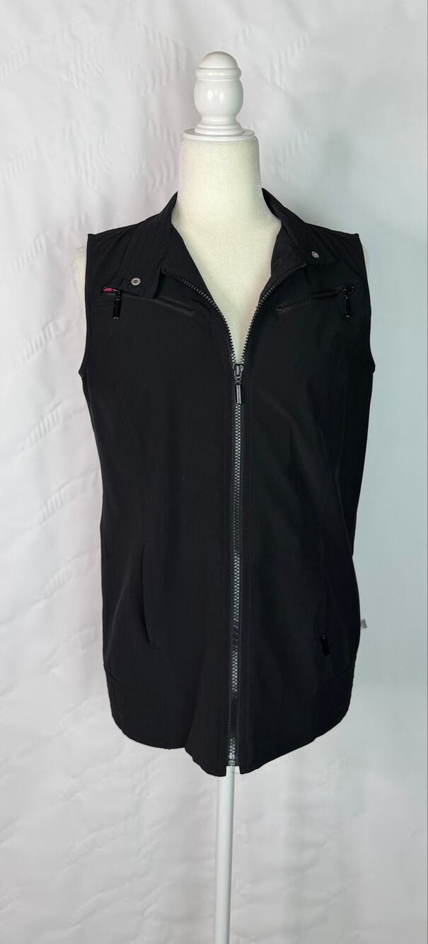 Zenergy Chico’s Black Sleeveless Lightweight Vest Full Zip-Up Women’s Size 0